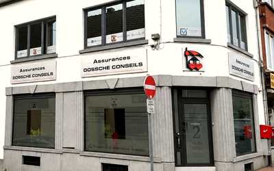 Façade du bureau Dossche Conseils, Place du Vieux Marché à Enghien