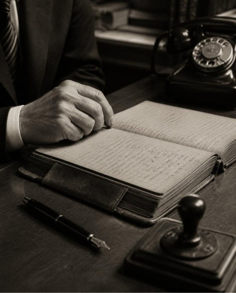 Bureau d’assurances dans les années 1960 (illustration)